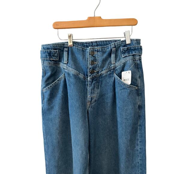 Free People We the Free Super Sweeper Full Wide Leg Denim Jeans - Picture 6 of 11